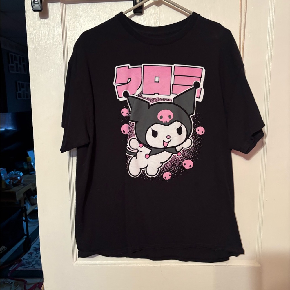 Sanrio Black and Pink Kuromi Cat T-Shirt